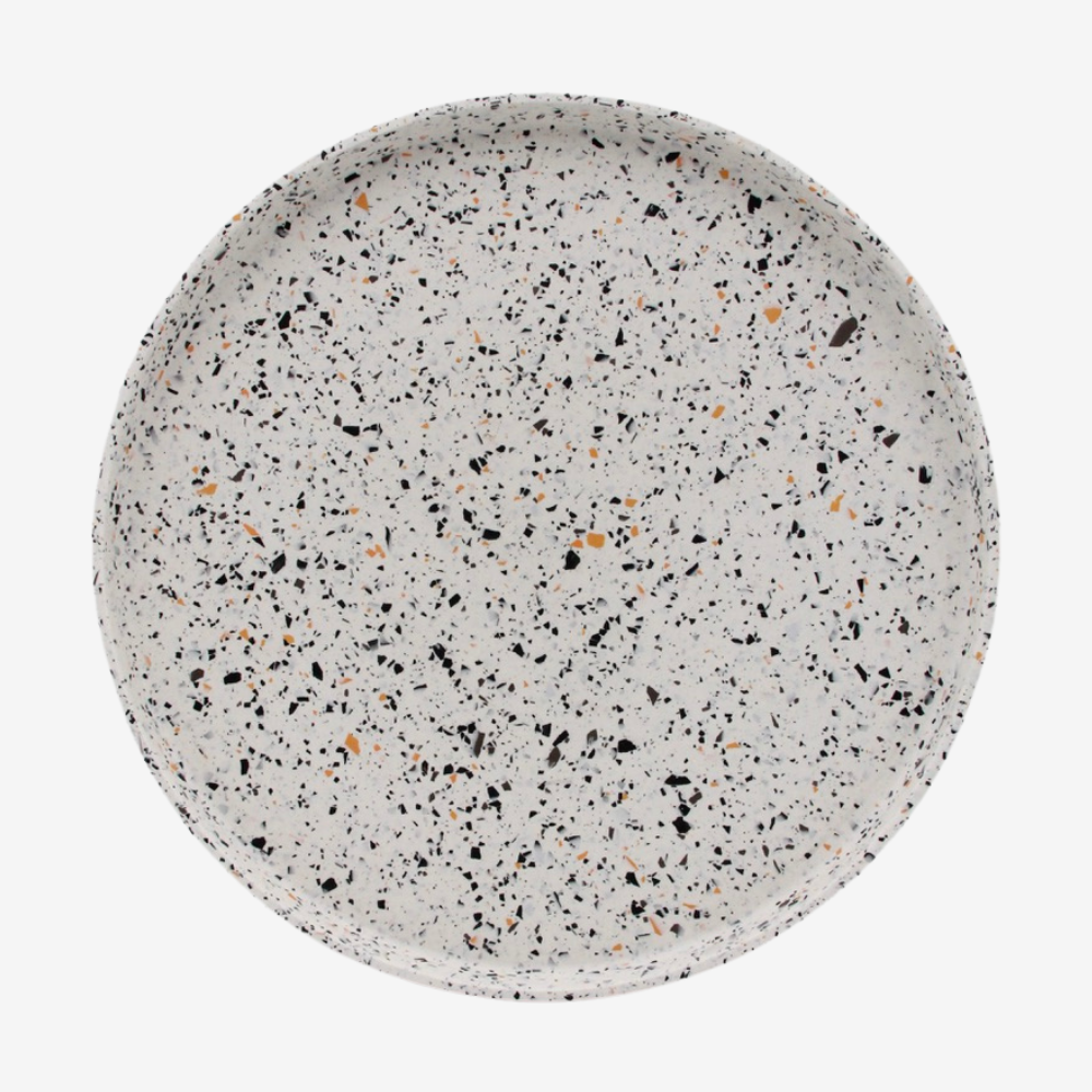 Stor rund bricka - Rustik terrazzo